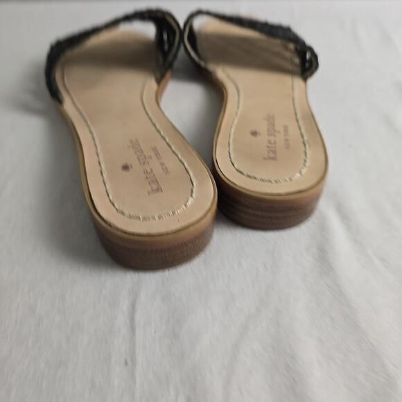 Kate Spade Berlin Woven Slip On Open‎ Toe Sandals Womens Size 8M Black Preppy - Picture 4 of 6